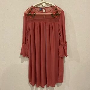 Route 66 Dress Boho Style Floral Embroidery Bell Sleeves Women’s Size Medium